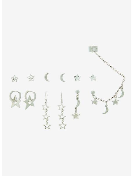Jewelry Star Moon Charm Earring Set Girls