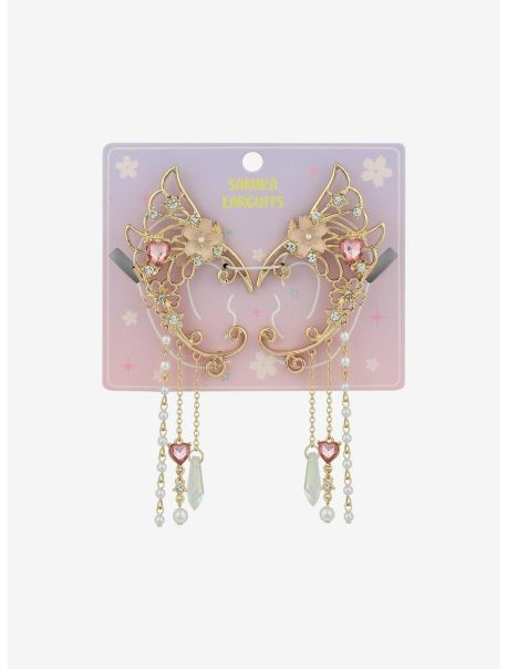 Sakura Heart Angel Wing Ear Cuff Set Girls Jewelry