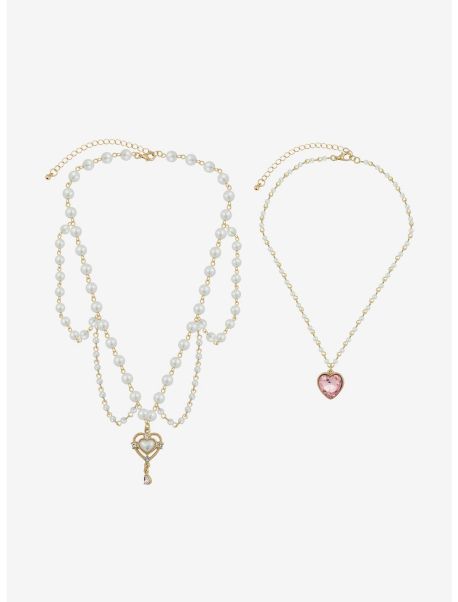 Sweet Society Coquette Pearl Heart Necklace Set Girls Jewelry
