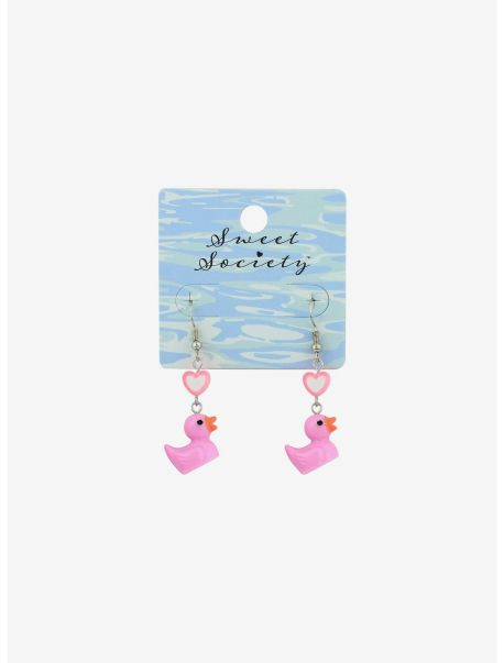 Sweet Society Pink Duck Heart Earrings Jewelry Girls
