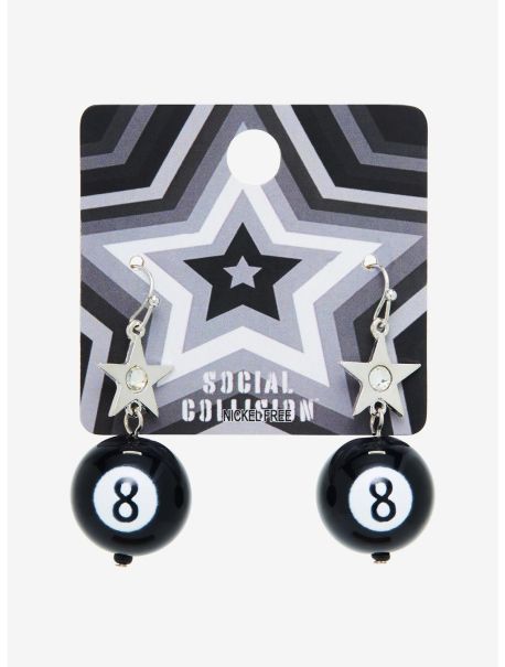 Jewelry Social Collision 8 Ball Star Earrings Girls