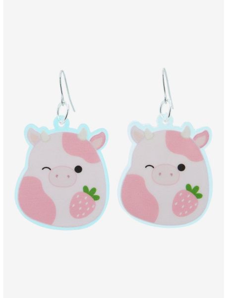 Girls Jewelry Squishmallows Iridescent Strawberry Cow Earrings