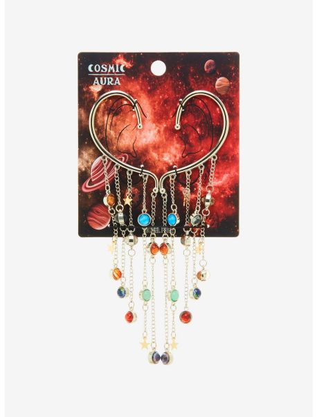 Jewelry Girls Cosmic Aura Planet Chain Ear Cuffs