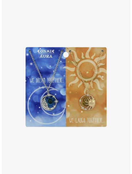 Jewelry Girls Cosmic Aura Celestial Dried Flower Best Friend Necklace Set