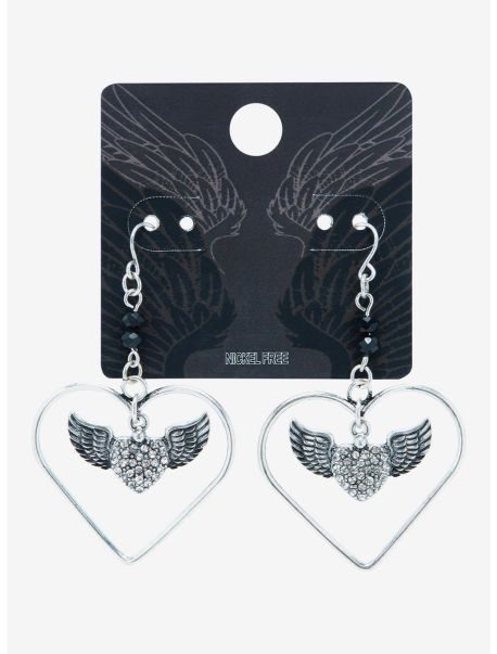 Wing Heart Drop Earrings Jewelry Girls