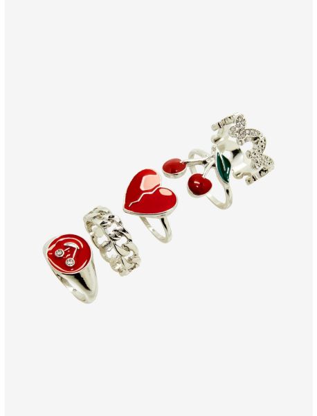 Cherry Heart Ring Set Girls Jewelry