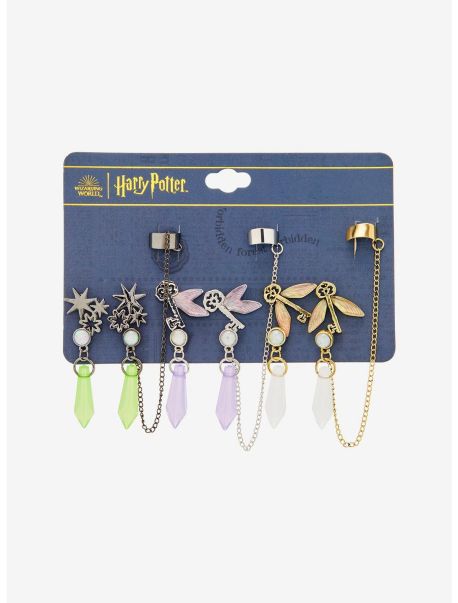 Girls Harry Potter Winged Keys Crystal Cuff Earring Set Jewelry