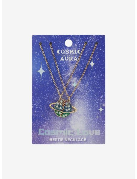 Cosmic Aura Split Planet Best Friend Necklace Set Jewelry Girls