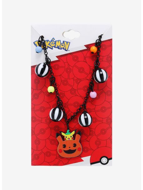 Girls Pokemon Pikachu Pumpkin Charm Necklace Jewelry