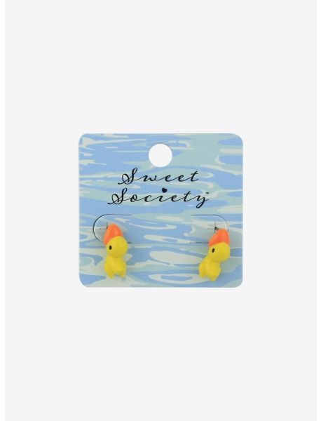 Girls Jewelry Yellow Duck Biting Earrings