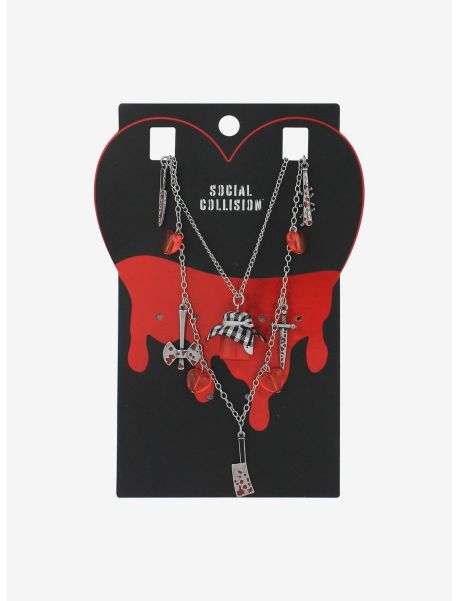 Jewelry Social Collision Bloody Weapon Heart Necklace Set Girls