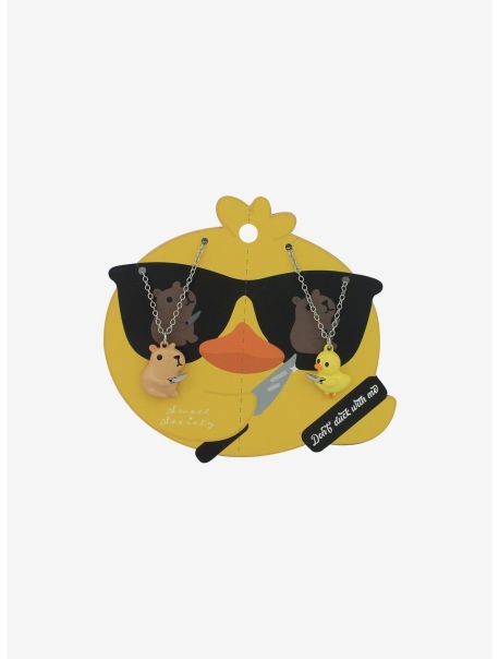 Sweet Society Capybara & Duck Weapons Best Friend Necklace Set Jewelry Girls