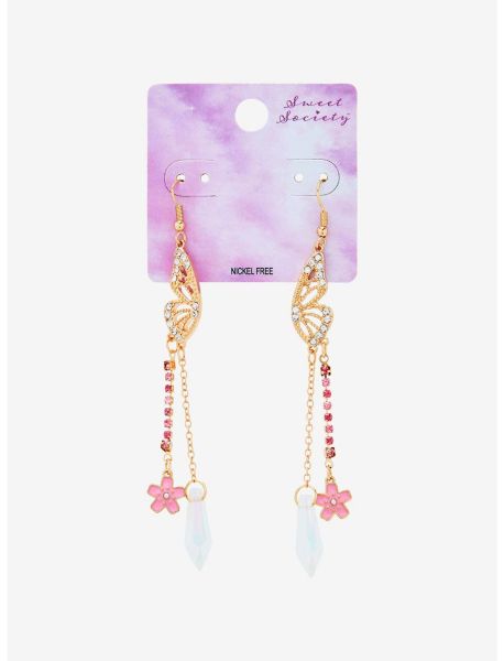 Sweet Society Butterfly Sakura Crystal Earrings Jewelry Girls