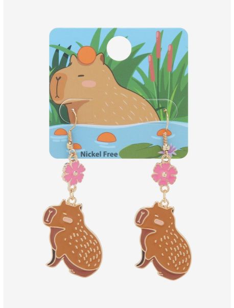 Capybara Flower Earrings Girls Jewelry