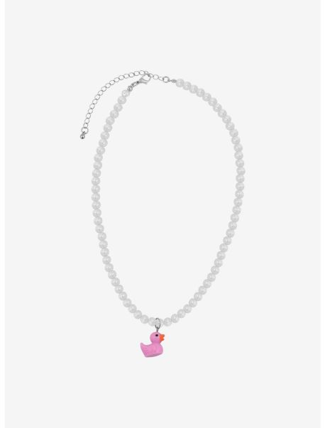 Girls Sweet Society Pink Duck Pearl Necklace Jewelry
