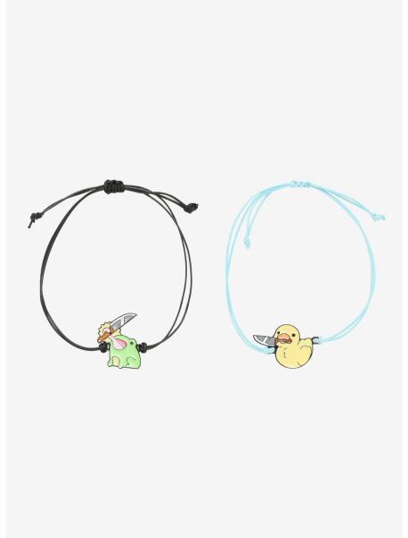 Girls Frog Duck Weapon Best Friend Cord Bracelet Set Jewelry