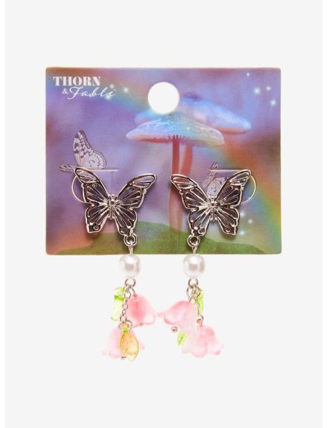 Girls Jewelry Thorn & Fable Butterfly Flower Drop Earrings