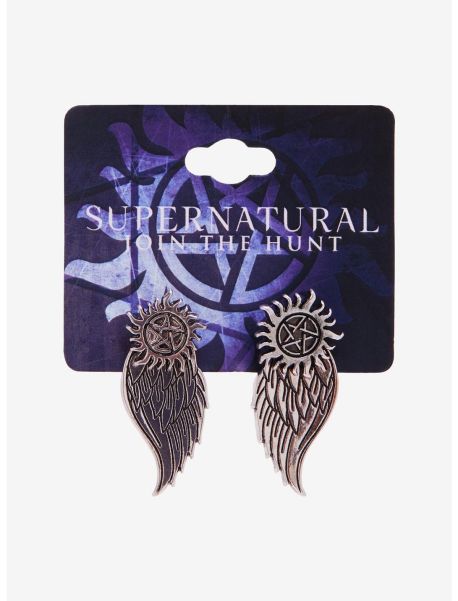 Girls Jewelry Supernatural Anti-Possession Castiel Wings Front/Back Earrings