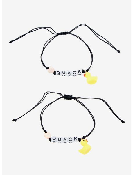 Girls Rubber Duck Quack Best Friend Cord Bracelet Set Jewelry