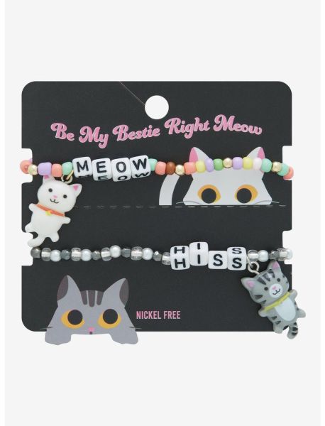 Girls Jewelry Cat Meow Hiss Best Friend Beaded Bracelet Set