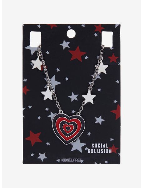 Girls Social Collision Red & Black Heart Necklace Jewelry