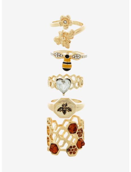 Gold Honeybee Ring Set Jewelry Girls