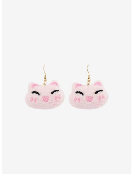 Sweet Society Pink Kitty Plush Earrings Jewelry Girls