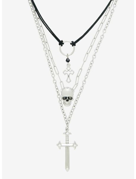 Jewelry Cross Skull Sword Necklace Set Girls