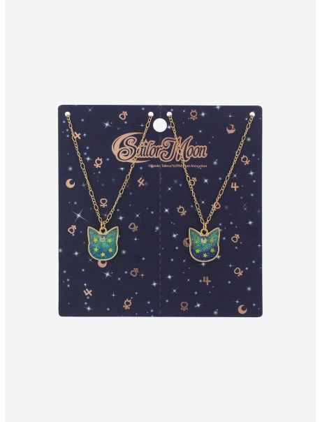 Jewelry Girls Sailor Moon Luna & Artemis Galaxy Glitter Best Friend Necklace Set