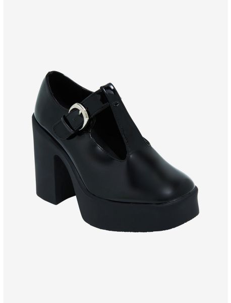 Shoes Girls Yoki Black T-Strap Mary Jane Heels