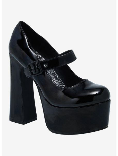 Strange Cvlt Black Patent Widow Heel Shoes Girls