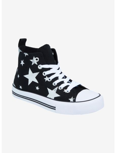 Girls Shoes Silver Stars Hi-Top Sneakers