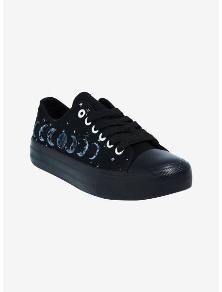 Girls Celestial Moon Phase Lace-Up Sneakers Shoes