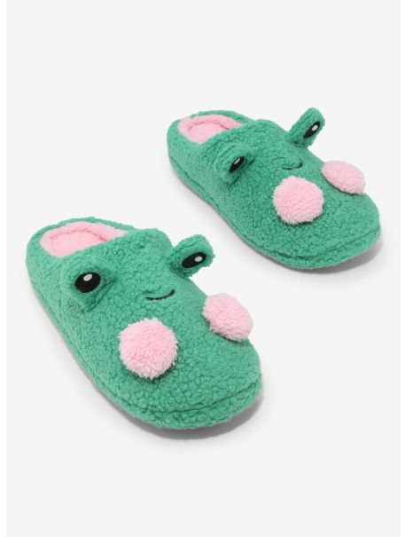 Frog Sherpa Plush Slippers Shoes Girls