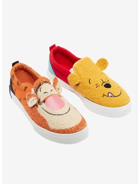 Girls Shoes Disney Winnie The Pooh Fuzzy Tigger & Pooh Slip-On Sneakers