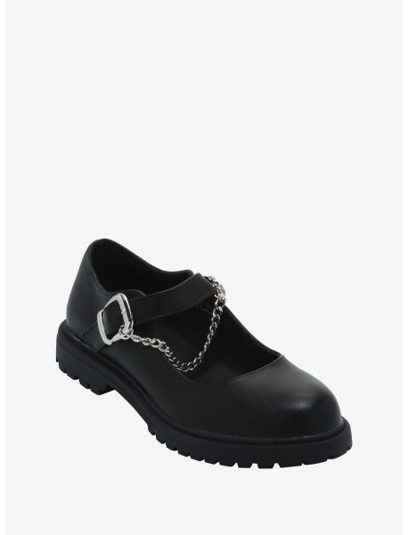 Girls Black Chain Mary Janes Shoes