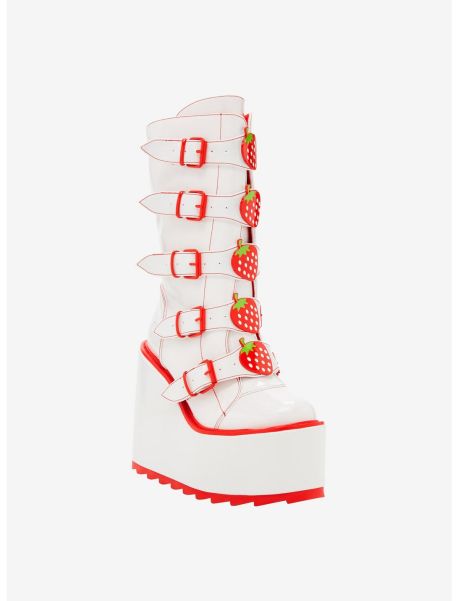 Shoes Girls Yru Strawberry Buckle Patent Platform Boots
