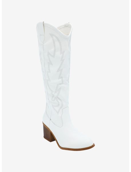 Dirty Laundry White Knee-High Cowboy Boots Shoes Girls