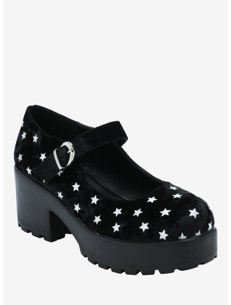 Shoes Koi Black Velvet Stars Mary Janes Girls