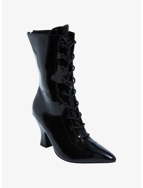 Shoes Strange Cvlt Black Faux Patent Leather Victorian Boots Girls