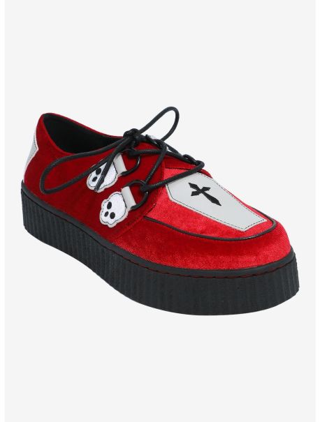 Shoes Strange Cvlt Krypt Coffin Red Velvet Creepers Girls