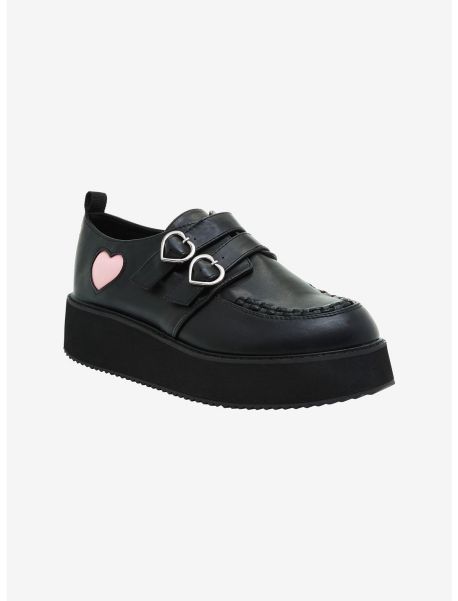 Shoes Girls Koi Pink Heart Strappy Creepers