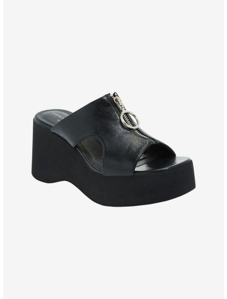 Chinese Laundry Black Zipper Platform Sandals Girls Shoes