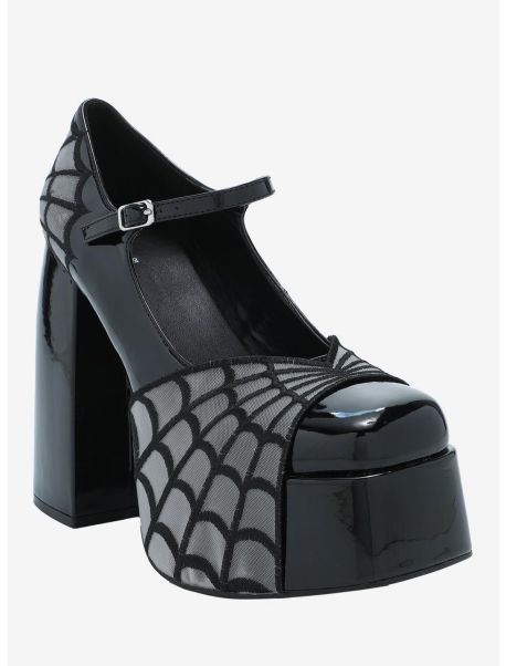 Shoes Girls Koi Black Web Platform Heels