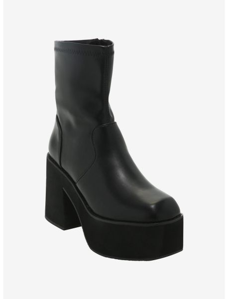 Black Zipper Platform Boots Girls Shoes
