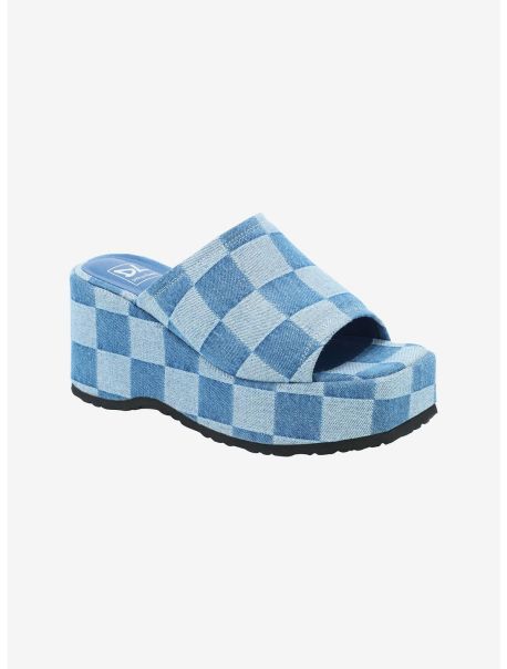 Girls Shoes Dirty Laundry Denim Checkered Platform Sandals