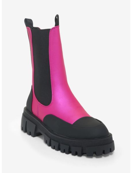 Shoes Azalea Wang Black & Pink Slip-On Combat Boots Girls