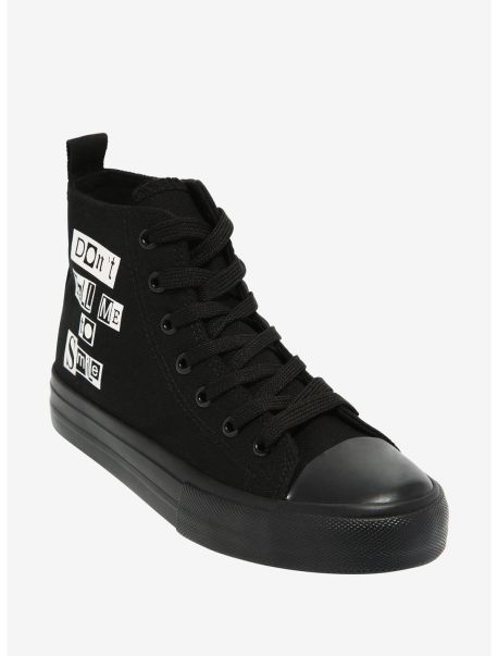 Girls Black Don't Smile Hi-Top Sneakers Shoes