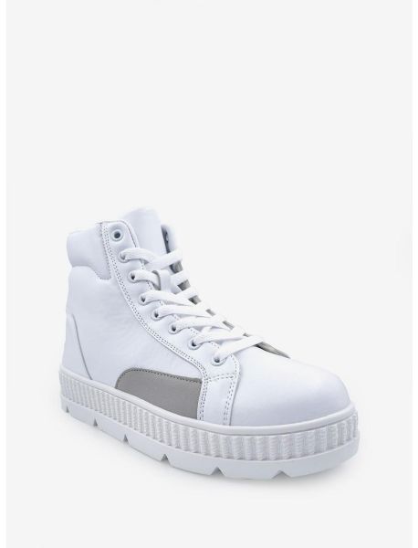 Demi Mid Top Lace Up Platform Sneakers White Girls Shoes