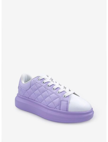Girls Olivia Quilted Platform Sneaker Purple Shoes